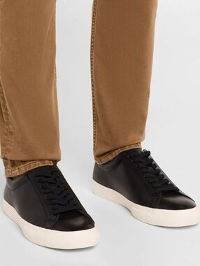 Size 9 - Men's VINCE Fulton Black Leather Low-Top Sneakers